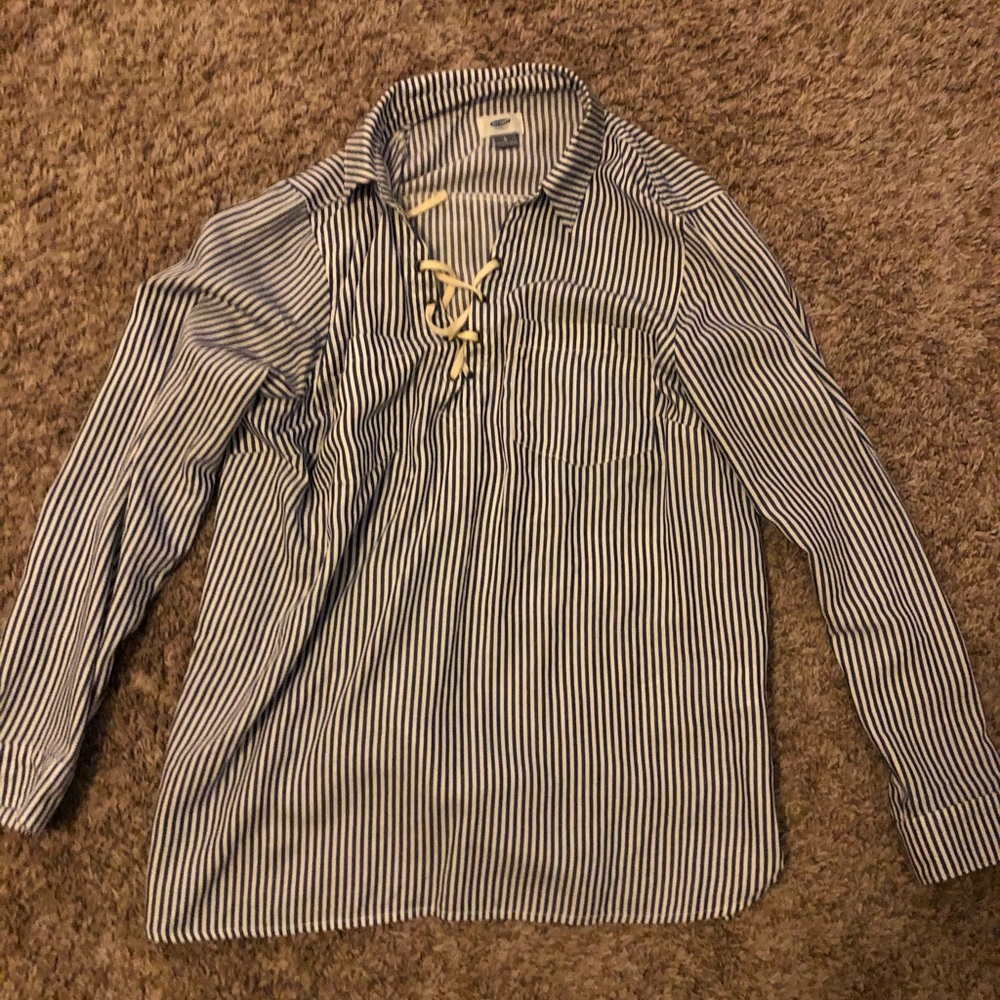 Striped shirt with tie front